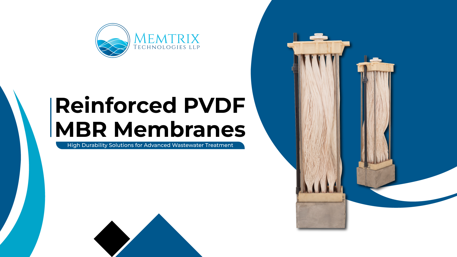 Reinforced PVDF MBR membranes by Memtrix Technologies for advanced wastewater treatment, featuring high durability membrane modules used in membrane bioreactor systems for efficient water purification and industrial sewage treatment.